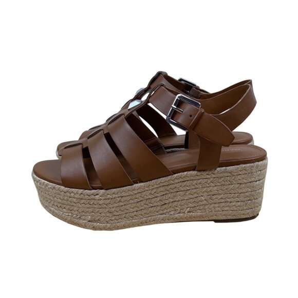 Marc Fisher Women’s Brown Leather Espadrille Joven Wedge Sandals Sz 8.5 - New - Picture 5 of 9